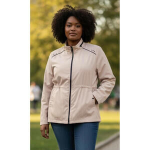 Alia Womens Spring Fall Jacket, Windbreaker, Sz 1X, Like New, Classic Neutral